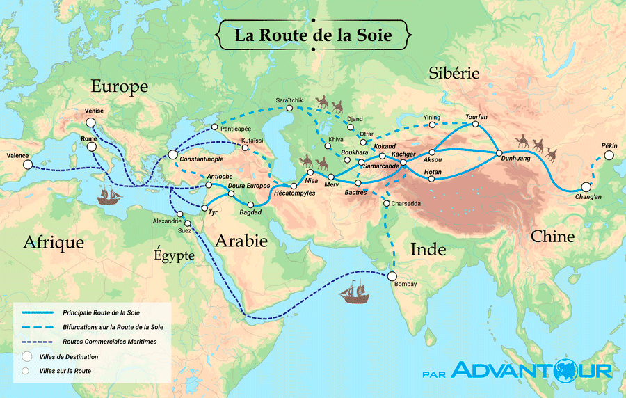 Carte de la Route de la Soie